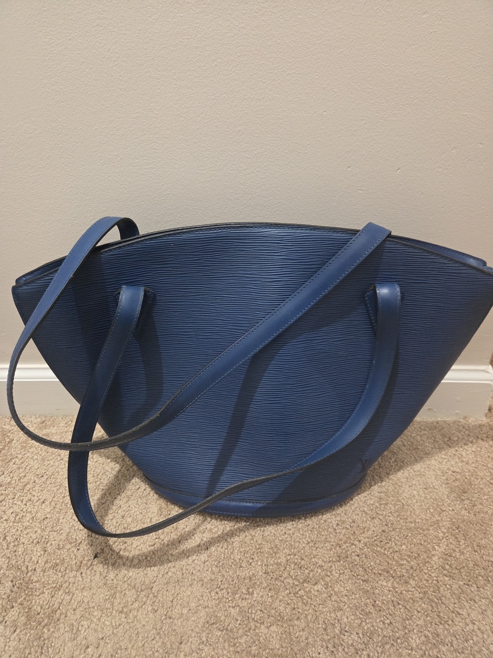 Louis Vuitton Saint Jacques Blue Textured Women's Tote Bag